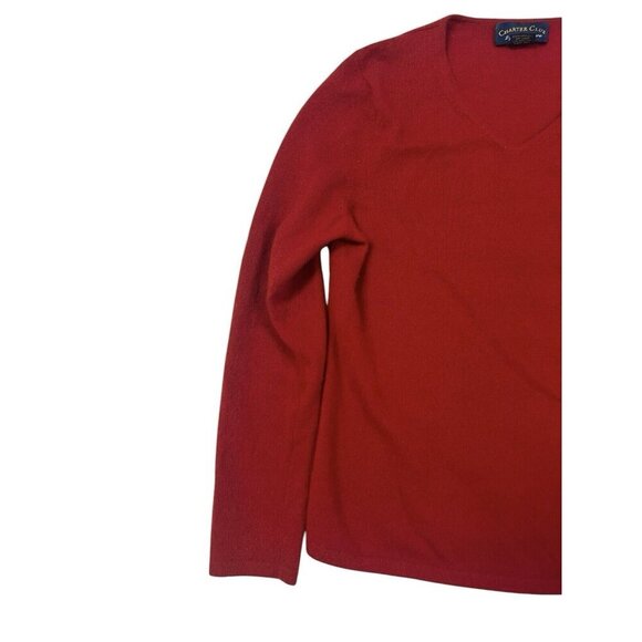 Charter Club Red 2 Ply Cashmere Long Sleeve Pullover Sweater Womens Medium - Picture 3 of 8